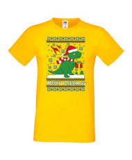 Мъжка коледна тениска T-Rex Christmas