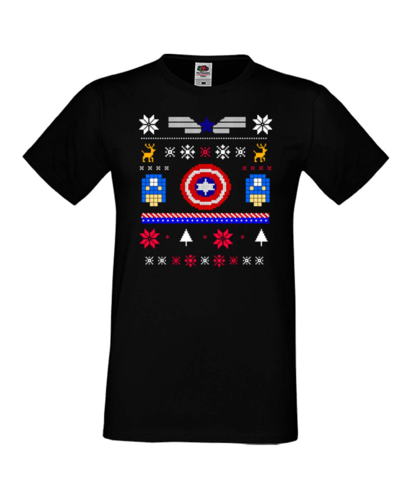 Мъжка коледна тениска Captain America