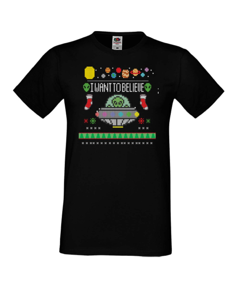 Мъжка коледна тениска I want to believe