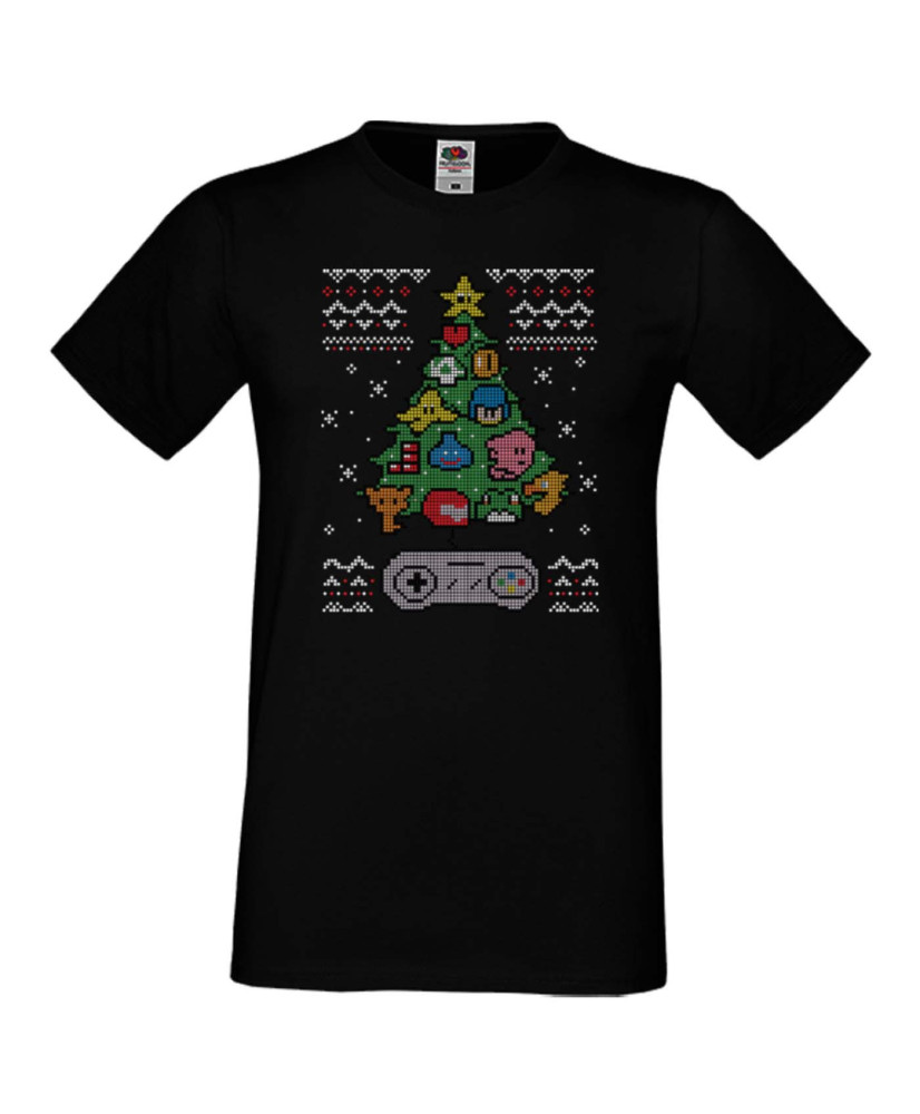 Мъжка коледна тениска Nintendo christmas tree