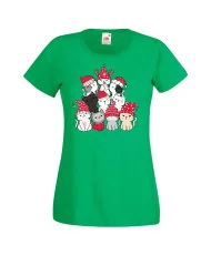 Дамска коледна тениска Cat Xmas Tree 01