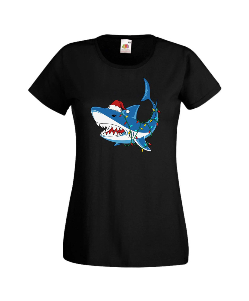 Дамска коледна тениска Christmas Shark