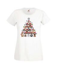 Дамска коледна тениска Dogs Christmas Tree Chippoa
