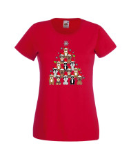 Дамска коледна тениска Dogs Christmas Tree Chippoa