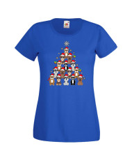 Дамска коледна тениска Dogs Christmas Tree Chippoa