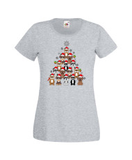 Дамска коледна тениска Dogs Christmas Tree Chippoa
