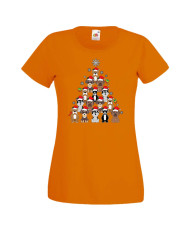 Дамска коледна тениска Dogs Christmas Tree Chippoa