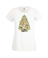 Дамска коледна тениска Guinea Pig Christmas Tree Lights Chippoa