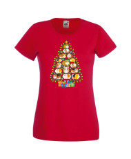 Дамска коледна тениска Guinea Pig Christmas Tree Lights Chippoa