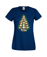 Дамска коледна тениска Guinea Pig Christmas Tree Lights Chippoa