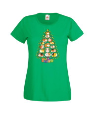 Дамска коледна тениска Guinea Pig Christmas Tree Lights Chippoa