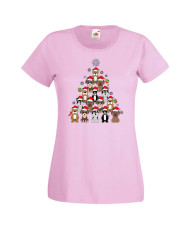 Дамска коледна тениска Dogs Christmas Tree Chippoa