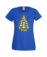 Дамска коледна тениска Guinea Pig Christmas Tree Lights Chippoa