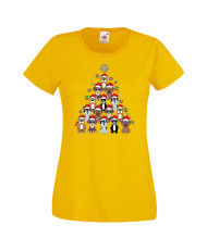 Дамска коледна тениска Dogs Christmas Tree Chippoa