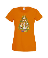 Дамска коледна тениска Guinea Pig Christmas Tree Lights Chippoa