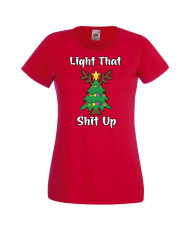 Дамска коледна тениска Light That Sh*t UpT-Rex Christmas