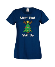 Дамска коледна тениска Light That Sh*t UpT-Rex Christmas
