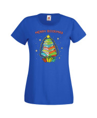 Дамска коледна тениска Merry Bookmas Books Christmas Tree