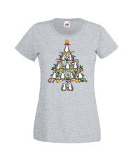 Дамска коледна тениска Penguin Christmas Tree Lights