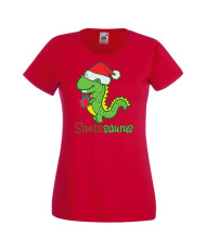 Дамска коледна тениска Santasaurus