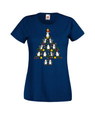 Дамска коледна тениска Penguin Christmas Tree Lights