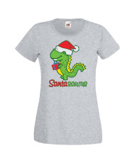 Дамска коледна тениска Santasaurus