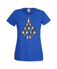 Дамска коледна тениска Penguin Christmas Tree Lights