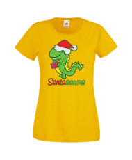 Дамска коледна тениска Santasaurus