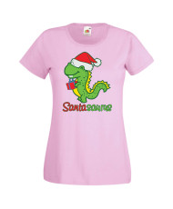 Дамска коледна тениска Santasaurus