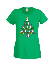 Дамска коледна тениска Penguin Christmas Tree Lights
