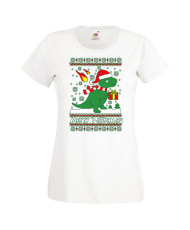 Дамска коледна тениска T-Rex Christmas