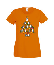 Дамска коледна тениска Penguin Christmas Tree Lights
