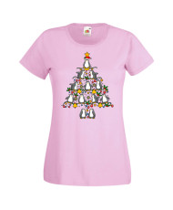 Дамска коледна тениска Penguin Christmas Tree Lights