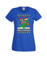 Дамска коледна тениска T-Rex Christmas
