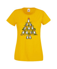 Дамска коледна тениска Penguin Christmas Tree Lights