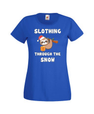 Дамска коледна тениска Slothing Through The Snow
