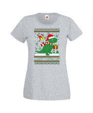 Дамска коледна тениска T-Rex Christmas