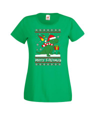 Дамска коледна тениска T-Rex Christmas