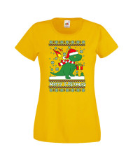 Дамска коледна тениска T-Rex Christmas