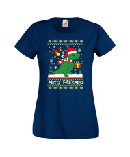 Дамска коледна тениска T-Rex Christmas