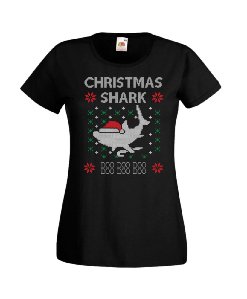 Дамска коледна тениска Christmas Shark Doo Doo Doo