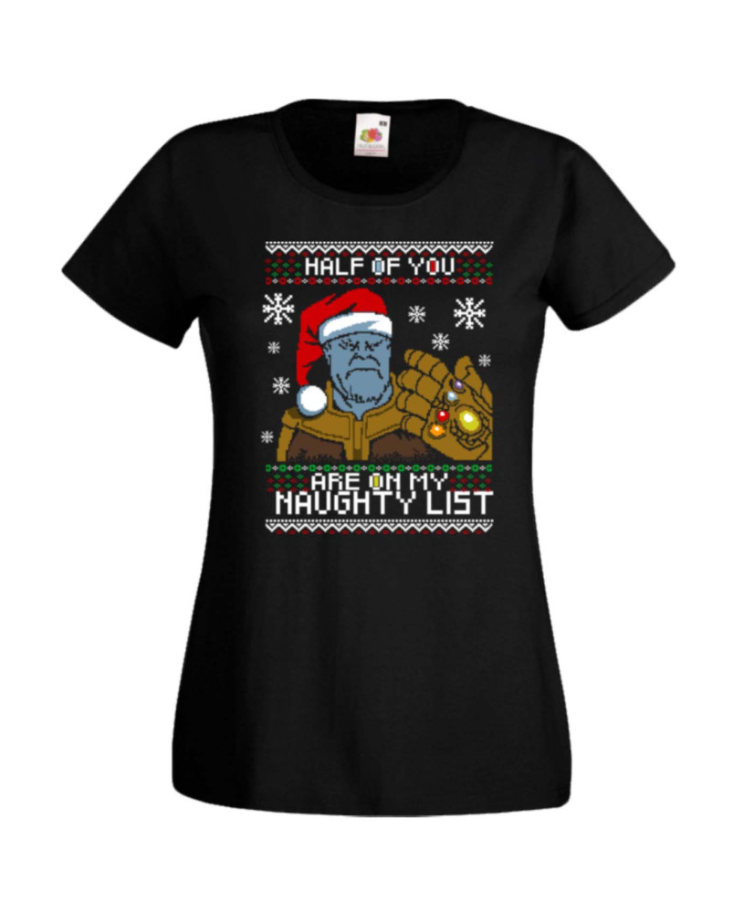 Дамска коледна тениска Thanos Santa 01
