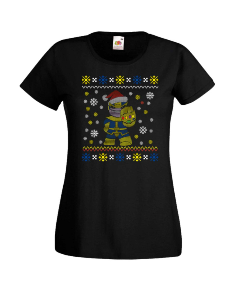 Дамска коледна тениска Thanos Santa 02