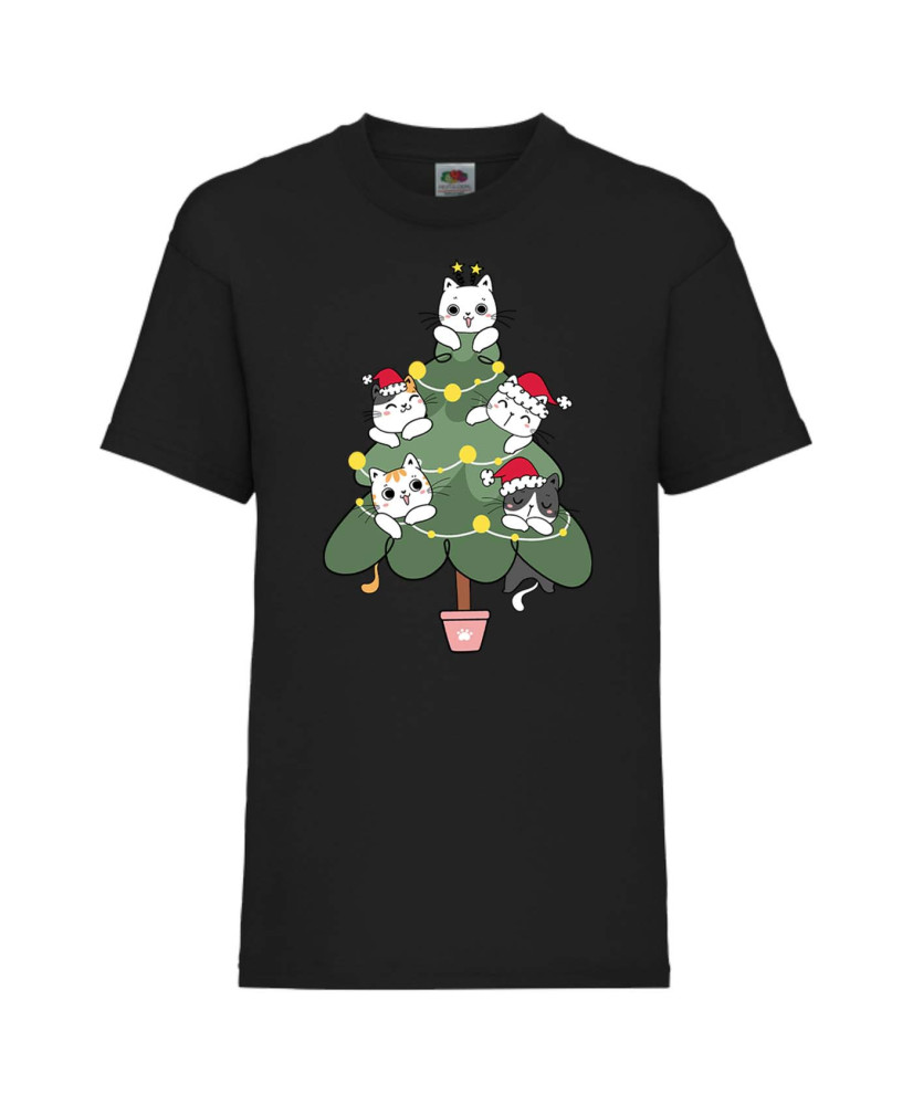 Детска тениска Коледа Cat Xmas Tree 02