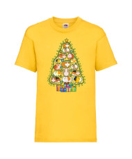 Детска тениска Коледа Guinea Pig Christmas Tree Lights