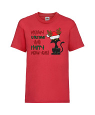 Детска тениска Коледа Meowy Christmas And Happy Meow Year