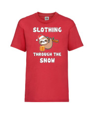 Детска тениска Коледа Slothing Through The Snow