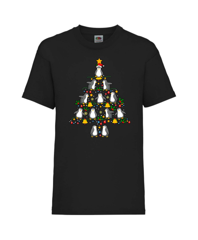 Детска тениска Коледа Penguin Christmas Tree Lights