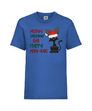 Детска тениска Коледа Meowy Christmas And Happy Meow Year