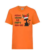 Детска тениска Коледа Meowy Christmas And Happy Meow Year